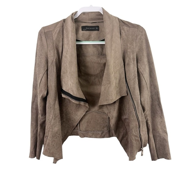 Zara Faux Suede Leather Moto Jacket - Picture 12 of 12